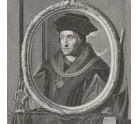 Sir Thomas More aka Saint Thomas More 1477 - 1535. Statista umanista e cancelliere d'Inghilterra. Dopo una stampa di Pieter van Gunst dal dipinto di Adriaen van der Werff. Stampa poster di Ken Welsh