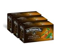 Sir Winston Tea, Tè Nero Curcuma Cannella, 60 Filtri (3 Confezioni da 20 Filtri), Gusto Dolce e Speziato, Certificato RFA, Senza Lattosio, Glutine e Allergeni, Vegan