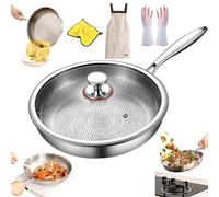 Siraats Titanium Pan Pro, padella martellata in titanio, multifunzione, ultra resistente, antigraffio, antiaderente, per fornelli a gas ed elettrici a induzione (con coperchio, 28 cm)