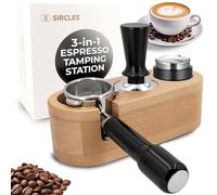 SIRCLES Supporto per pressino espresso in legno, con 3 fori, antiscivolo, adatto per distributori di manomissioni e portafiltro per caffè da 51-54 mm (3-1 faggio, 51-54 mm), ATBCT01