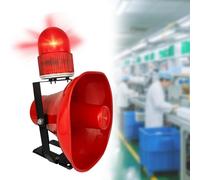 Siren Allarme Industriale a LED for Esterni, Siren di Allarme Sonora e Luminosa Volume Regolabile da 0 a 130dB, Luce Stroboscopica di Emergenza Rotante Impermeabile for Laghetti Ittici