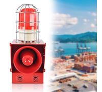 Siren di Allarme Industriale for Interni/Esterni, Luce Stroboscopica di Sicurezza a LED, Avvisatore Acustico Volume Regolabile da 0 a 130dB for Macchinari Portuali, Banchine