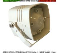 Sirena 12 V. Esponenziale 30 W Bitonale 110 dB Fondello Staffa Antifurto Interno