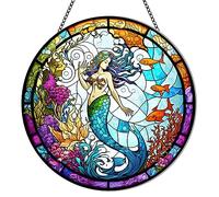 Sirena 2D piatta in acrilico colorato da appendere alla finestra, scena oceanica, decorazione da parete per casa, decorazione per feste, scambio di compleanno, idea regalo per donne, ragazze, mamme e
