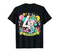Sirena 4 ° compleanno ragazzo ragazza 4 anni quarto quattro sirena Maglietta