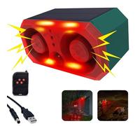 Sirena a energia solare per sensori di movimento da esterno, 130dB x 2 altoparlanti, 13 modalità sonore integrate Cani che abbaiano e spari , con telecomando per cortile, fattoria,