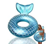 Sirena a forma di cuore, anello gonfiabile per bambini, adulti, sirena, blu, 90 cm