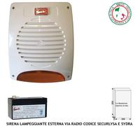 Sirena Allarme Lampeggiante Esterna Radio Con Batteria Lysa GSM Freq. 433,92 MHz