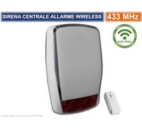 SIRENA ANTIFURTO CENTRALE ALLARME WIRELESS 433 MHz ANTIJAMMER DISTANZA 100 METRI