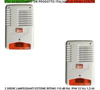 Sirena Antifurto Esterna 2 Pezzi Lampeggiatore Led Allarme Caduta +/- Alim. 12 V