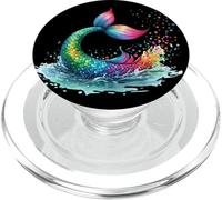 Sirena arcobaleno coda oceano schizzi luminoso sottomarino magia PopSockets PopGrip per MagSafe