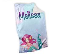 Sirena Asciugamano Telo Mare Personalizzabile con Nome Personaggi Collezione Idea Regalo Estate Mare Piscina Vacanze Scout Oratorio Bimba Bambina Bambini Colorato con Stampa Personalizzata 70x100cm
