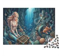 Sirena AtlantidePuzzle Fai Da Te 1000 Pezzi Divertimento Giorni Pioggia Tempio del mare profondo Cartone Spesso Famiglia, Legame Familiare, Regalo Nonni 70x50cm/1000pcs