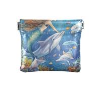 Sirena che gioca con i delfini Moda Cuoio DELL'UNITÀ di elaborazione Cambiamento Borsa Fancy Change Holder Card Organizer per le Donne monedero para