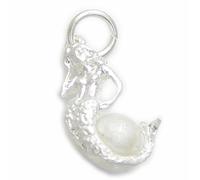 Sirena con una perla nella coda charm in argento sterling .925 x 1 Sirene