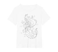 Sirena da dipingere e colorare per i Bambini Maglietta, Donna Plus-Size, Bianco, 4X