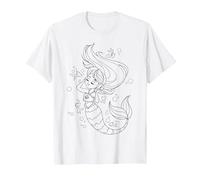 Sirena da dipingere e colorare per i Bambini Maglietta, Uomo, Bianco, L