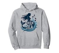 Sirena del Mare: Incantevole Melodia della Sirena Felpa con Cappuccio, Unisex per Adulti, Grigio Melange, L