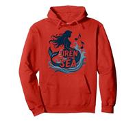 Sirena del Mare: Incantevole Melodia della Sirena Felpa con Cappuccio, Unisex per Adulti, Rosso, L