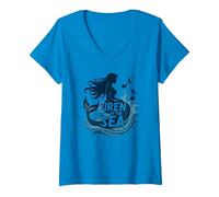 Sirena del Mare: Incantevole Melodia della Sirena Maglietta con Collo a V, Donna, Zaffiro, L