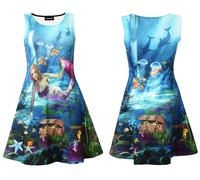 Sirena Delfini E Creature Di Il Mare Subacquea Stampato Pattinatrice Abito