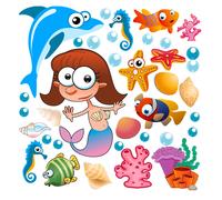 Sirena delfino coralli pesci stelle adesivi murali cameretta wal sticker 30 PZ.