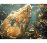 Sirena Diamond Painting Adulti, 5D Diamond Painting Sogno Diamantini Crystal Art DIY Mosaico Strass Pittura a Diamante, Ricamo a Punto Croce Painting per Decorazioni Parete 28x20inch -lsy25010UM