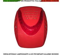 SIRENA ELETTRONICA ROSSA LAMPEGGIANTE SEGNALA ALLARME INCENDIO ALIMENT. 24 VCC