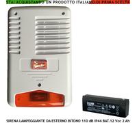 Sirena Esterna Lampeggiante Led Stato Impianto Allarme Batteria 12 V 2 AH Fiamm