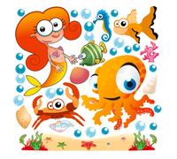 Sirena fondale marino piovra pesci adesivi murali cameretta wal sticker 30 PZ.