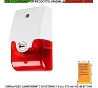 Sirena Lampeggiante Piezoelettrica Filare 12 Vcc 105 Db Assorbim. 170 mA Esterna