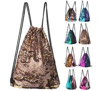 Sirena Paillettes Zaino Glittering Outdoor Con Tracolla, Winmany Magic Reversibile Glitter Borsa Con Coulisse, Moda Bling Shining, Borsa Sportiva, Champagne Gold