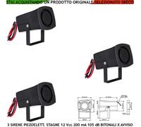 Sirena Piezo 3 Pezzi Allarme Barca Potenza 105 dB Allarme 12 V Stagna Motorino