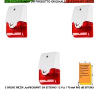 Sirena Piezo Lampeggiante Esterna Filare 2 Pezzi Allarme Casa 12 V 105 dB 170 mA