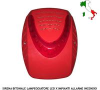 SIRENA ROSSA ELETTRONICA LAMPEGGIATORE LED SEGNALA ALLARME INCENDIO ALIM. 24 VCC