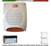 Sirena Rradio Esterna Lampeggiante Per Lysa GSM Fr. 433,92 MHz Con Batteria 12 V