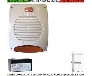 Sirena Rradio Esterna Lampeggiante Per Lysa GSM Fr. 433,92 MHz Con Batteria 12 V
