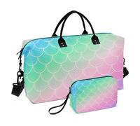 Sirena Scala Arcobaleno Rosa Viola Decorativo Weekender/Pernottamento Duffel Palestra Sport Carry con Cinghia Regolabile per Escursionismo Grande Capacità bolso de Mano para viajar en Avion