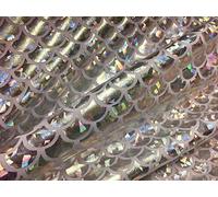 Sirena scala stampa tessuto Fish tale Scales foil Dragon - 2 WAY Stretch Lycra SPandex - Larghezza 150 cm - argento ologramma e bianco (prezzo al metro)