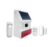 Sirena solare per esterni, 433 m, sirena esterna senza fili con pannello solare con funzione di luce lampeggiante a LED, IP65, come sistema di allarme di sicurezza domestica (C)