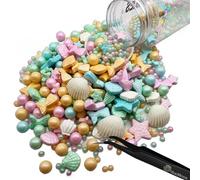 Sirena Sprinkles | Sirena Cupcake Sprinkles | Decorazioni per biscotti di Natale | Certificato Kosher | Colorato Little Mermaid Candy 99,2 g con 1 paio di pinzette