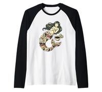 Sirena Sushi Arte Tatuaggio Amanti Giapponese Maglia con Maniche Raglan