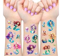 Sirena Tatuaggio Glitter Bambini, 12 Foglie Tatuaggi Temporanei per Bambinis, Ragazzo Ragazza Gadget Compleanno, Idee Regalo, Piccola Selvaggina