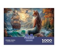Sirena volpe e nave Jigsaw Puzzle Impossibili 1000Pcs Costa autunnale Decorazione Per La Casa. Rilassamento E Intelligence Per Adulti E Ragazzi Da 14 Anni 70x50cm/1000pcs
