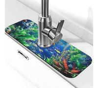 Sirene, barriere coralline, pesci e piante, tappetino per rubinetto per lavello della cucina, tappetino super assorbente, tappetino per lavello per cucina, bagno, bar, rubinetto, decorazione, regali