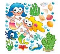 Sirene coralli cavaluccio conchiglie adesivi murali cameretta wal sticker 30 PZ.
