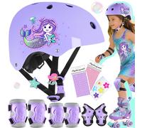 Sirenetta Set Casco Protezione per Bambina Casco Bici Regolabile Ginoc Viola / S