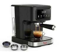 Sirge Macchina Caffè Espresso 20 Bar Digitale 3 Filtri | Cappuccino, Cialde ESE44 e Macinato, Display AutoStop