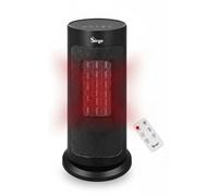 SIRGE Vulcano Stufa Elettrica 2000W, PTC, Termoventilatore, Termoconvettore Oscillante, con Telecomando e manuale, Display Temperatura regolabile da 15°C a 40°C, Timer, Doppia Protezione, Nero