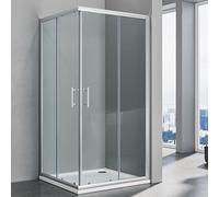 SIRHIONA Box Doccia 76 x 76 cm, Parete Doccia Estensibile Porta Doccia Scorrevole con Accesso Angolare